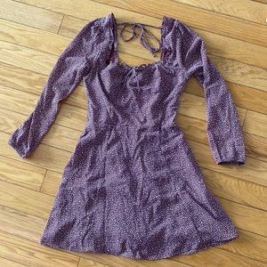 Abercrombie & Fitch Brown Dot Print Smocked Polkadot Open Back Dress Size Small